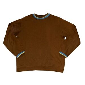 1960’s Vintage Creslan Acrylic Brown Ribbed Multicolor Pullover Sweatshirt
